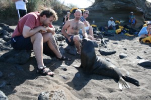 Adrian and a Sea Lion - Rabida, Galapagos
