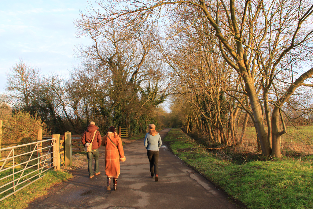 On our way back from The Pough pub in Coton, bellies full of happy.