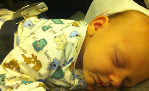Hayden gets to wear his pyjamas to the airport