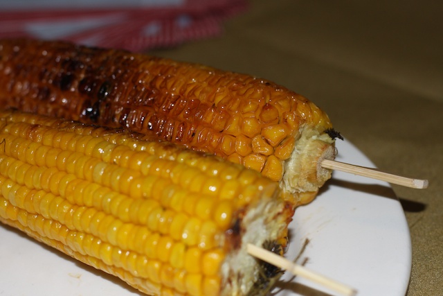 Roast corn on the cob